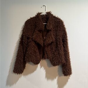 Self Esteem Chocolate Brown Faux Fur Jacket
